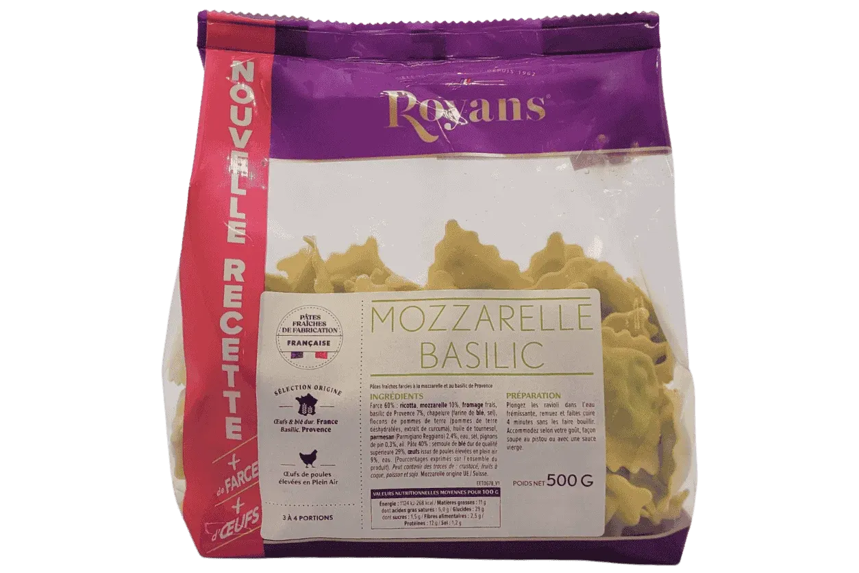 RAVIOLI MOZZARELLA/BASILIC 500GR