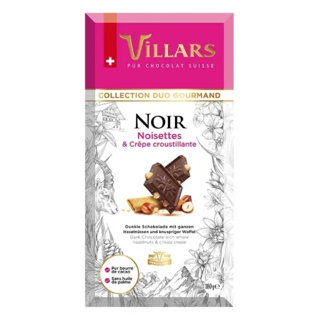 CHOCOLAT NOIR NOISETTES ET CRÊPE CROUSTILLANTE 180G