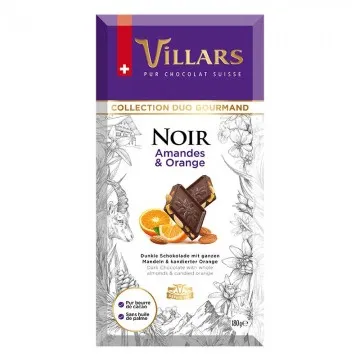 CHOCOLAT NOIR AMANDES ET ORANGE 180G