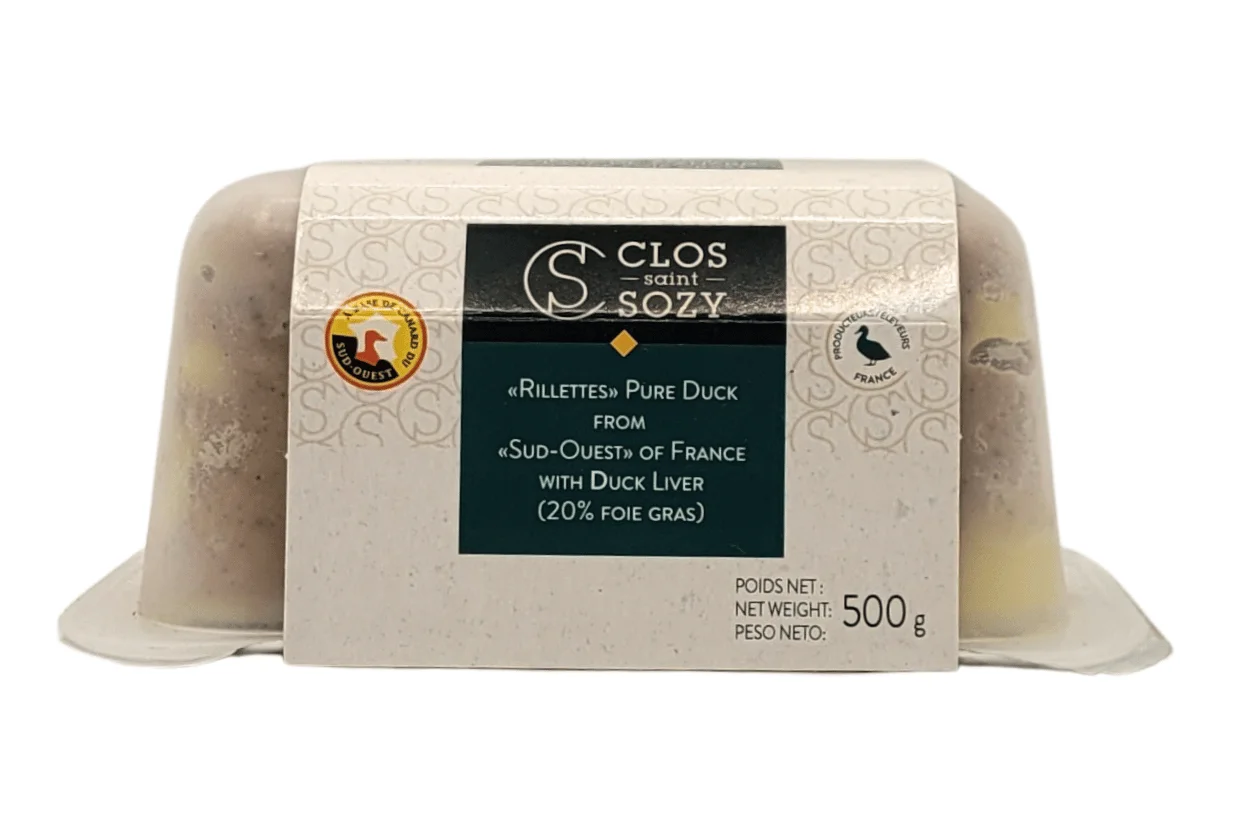 RILLETTES DE CANARD AU FOIE DE CANARD MI-CUIT 500G