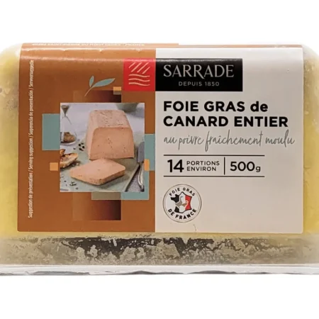 FOIE GRAS DE CANARD ENTIER AU POIVRE 500G