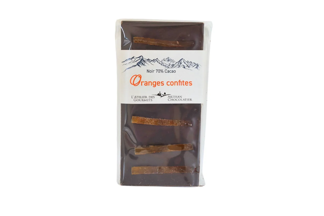 CHOCOLAT NOIR ORANGE CONFITE 110G